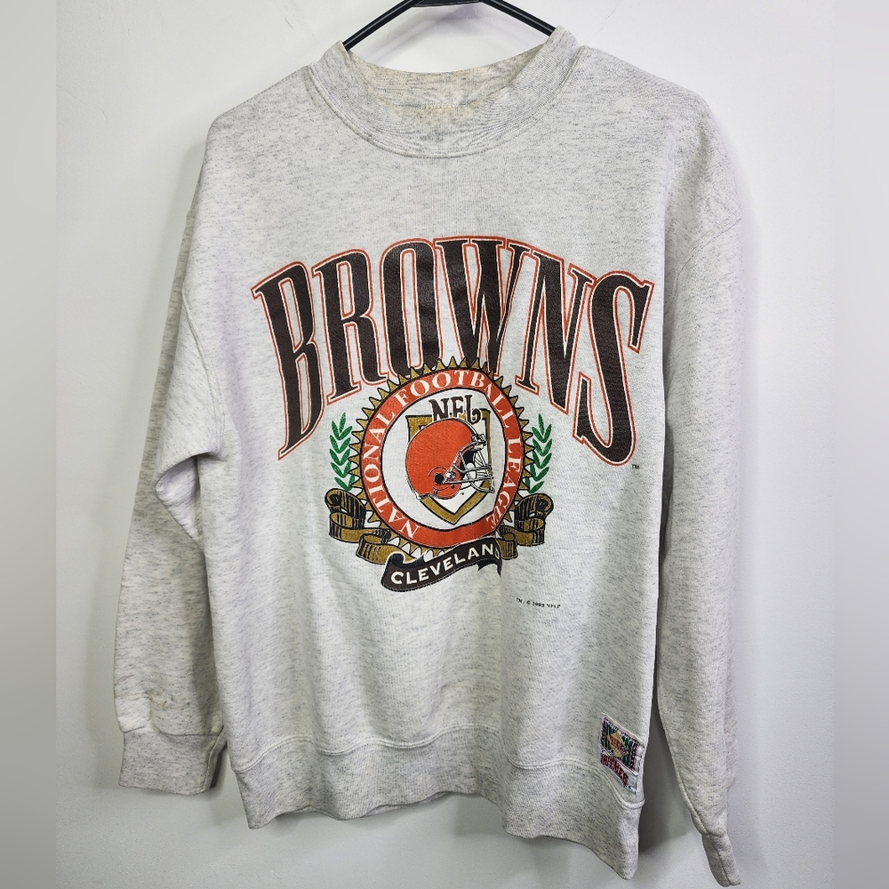 1993 Cleveland Browns Grey Vintage Crewneck Sweatshirt, Pit To Pit 22"